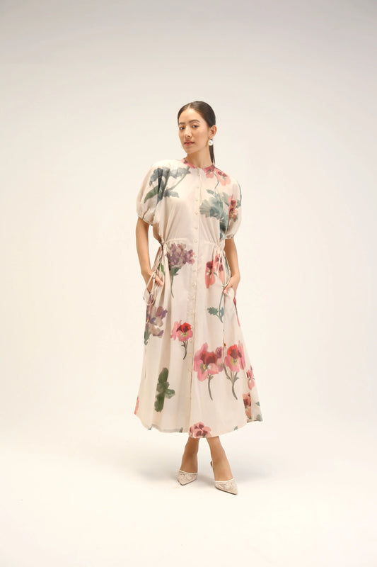 Juliet White Side Tie-Up Dress