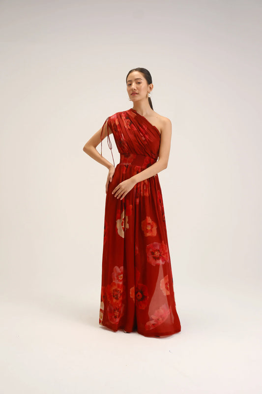 Gardenia Red One Shoulder Dress