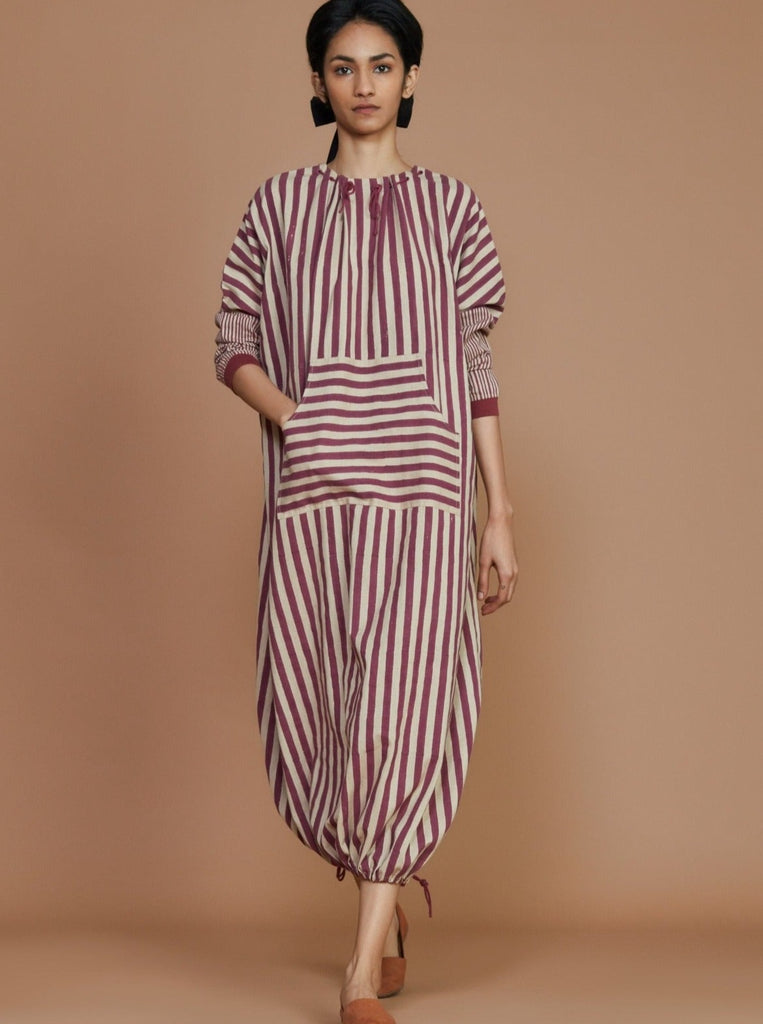 DS Ivory with Mauve Striped Dress