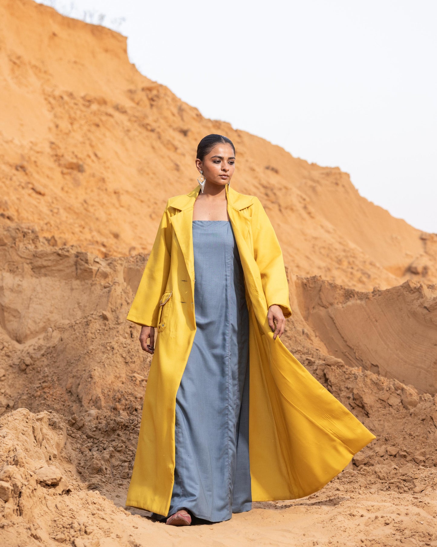 RHYSA DRESS & JACKET SET - MUSTARD & Normandy