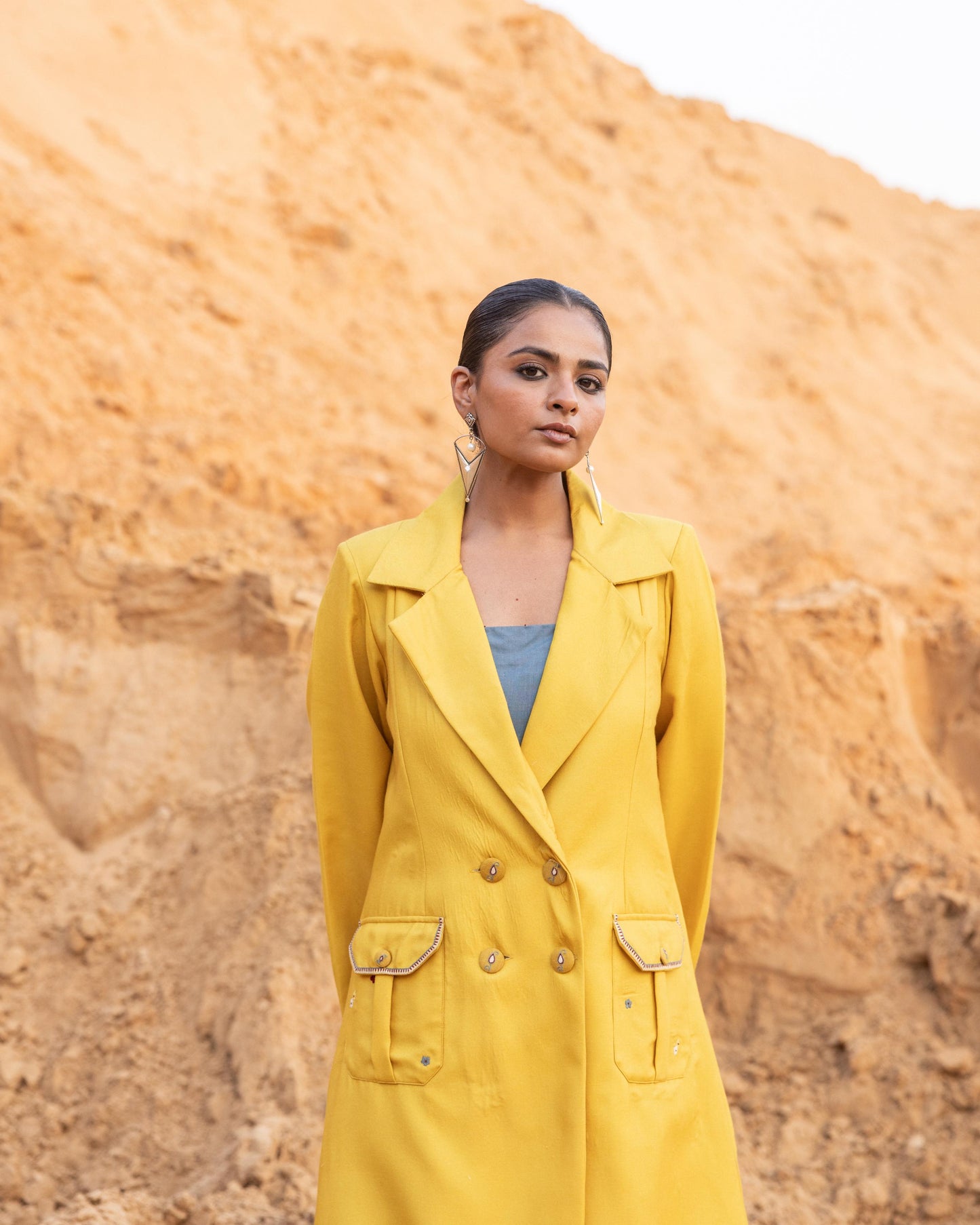 RHYSA DRESS & JACKET SET - MUSTARD & Normandy