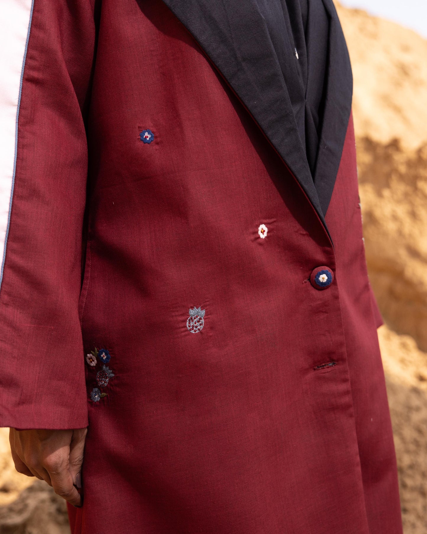 SYNTRA DRESS & JACKET SET - MAROON & BLACK