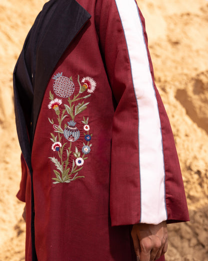 SYNTRA DRESS & JACKET SET - MAROON & BLACK