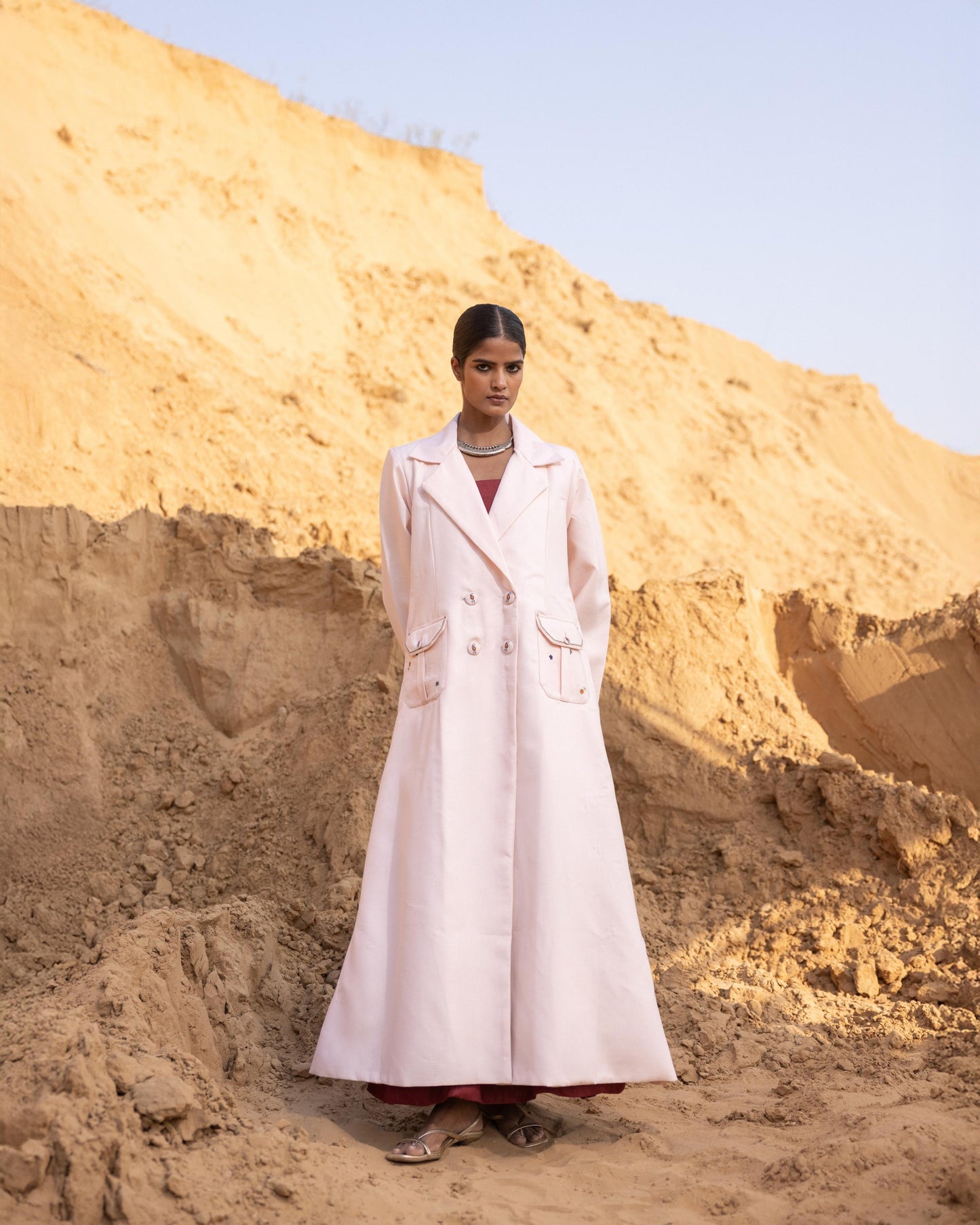 RHYSA DRESS & JACKET SET - Desert sand & MAROON