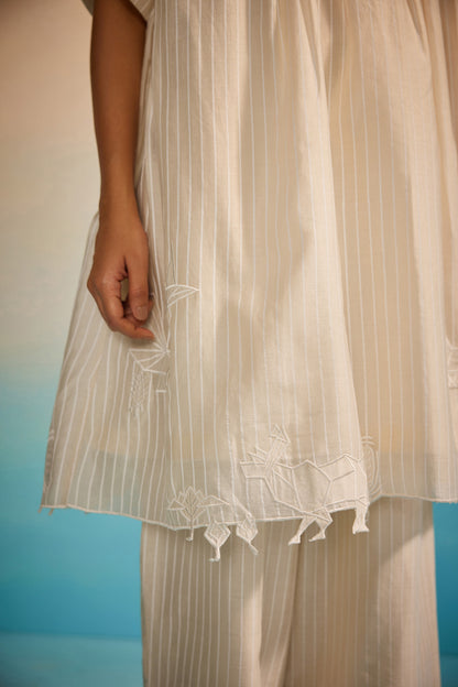 Orihime Box Pleat appliqué Kurta Set
