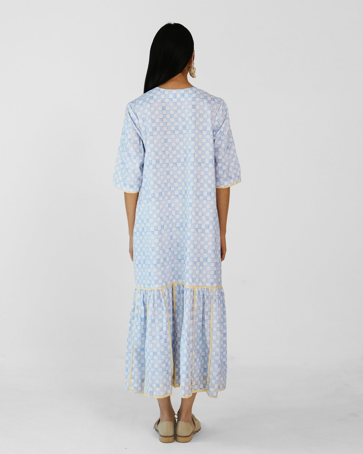 Blue Checks Applique Cotton Dress
