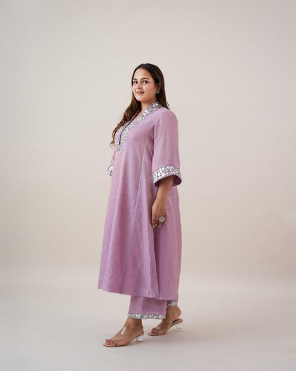 The Lavender Silk Tissue Chanderi Set with Handwork