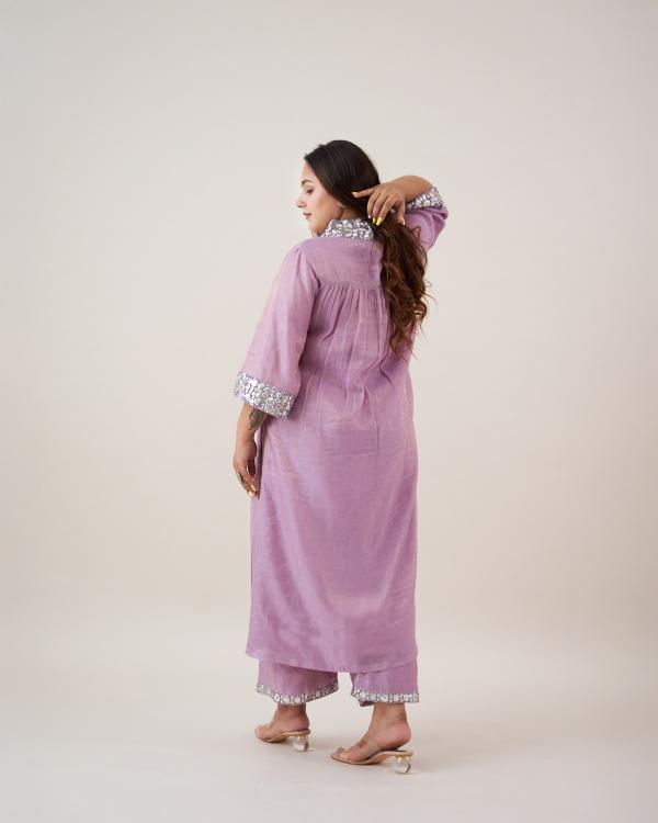 The Lavender Silk Tissue Chanderi Set with Handwork