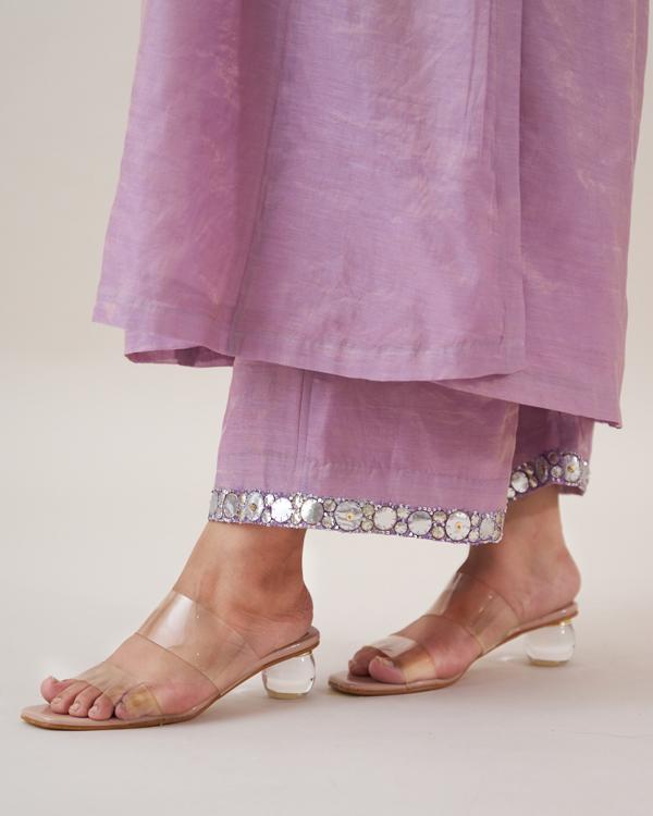 The Lavender Silk Tissue Chanderi Set with Handwork