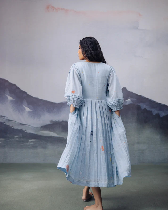 Sky Daisy Desire Box Pleat Dress