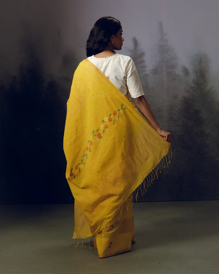 Yellow Phool Saree
