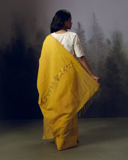 Yellow Phool Saree