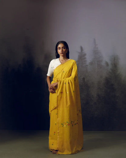 Yellow Phool Saree