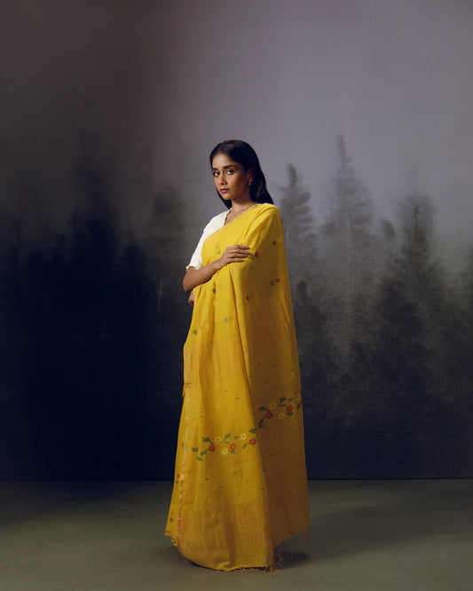 Yellow Phool Saree