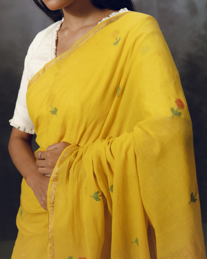 Yellow Phool Saree