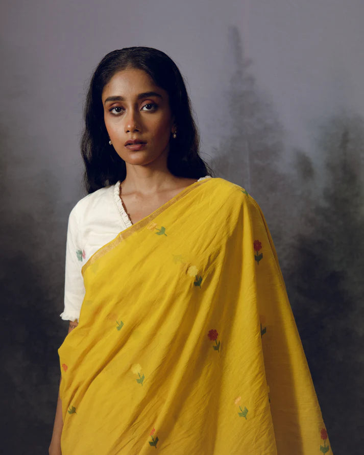 Yellow Phool Saree