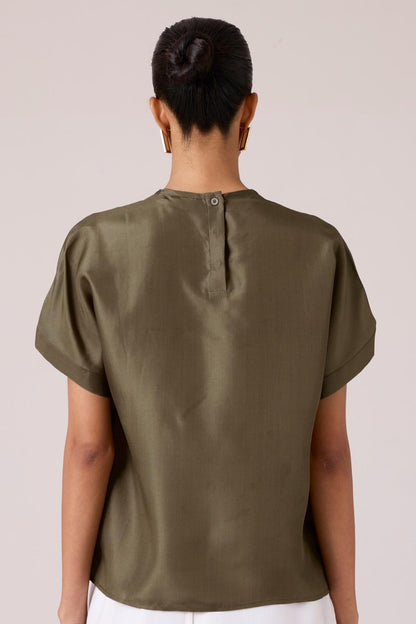 Pam Olive Silk Top