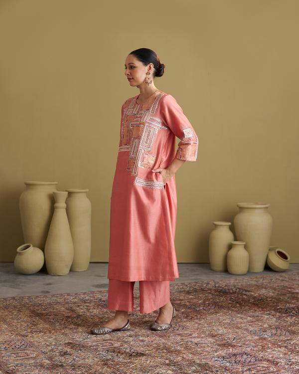 The Peach Silk Chanderi Set