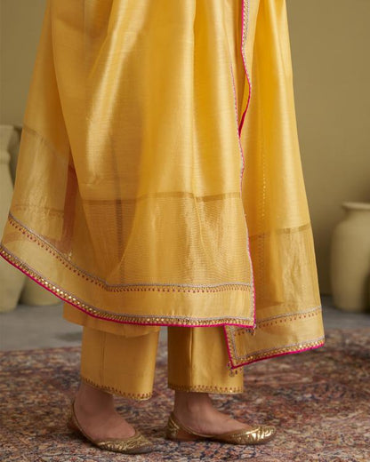 Yellow Silk Chanderi & Banarasi Set