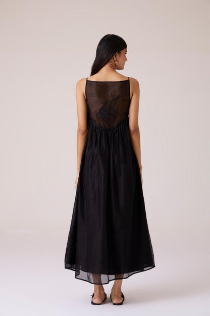 Vespera Black Handwoven Dress