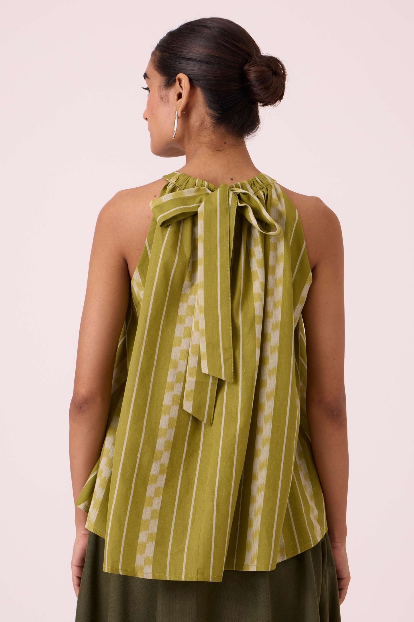 Sean Green Striped Ikat Top