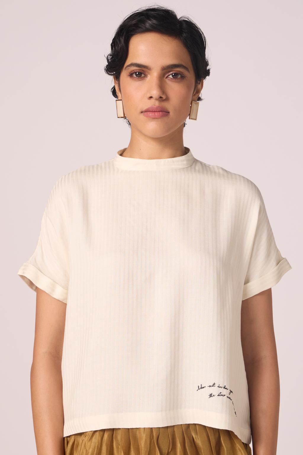 Rayya Off White Silk Top
