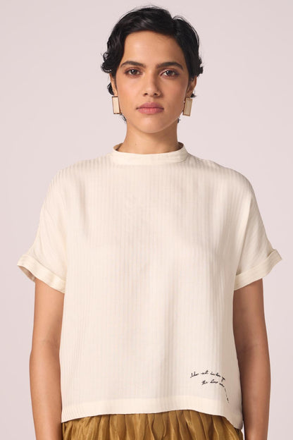 Rayya Off White Silk Top