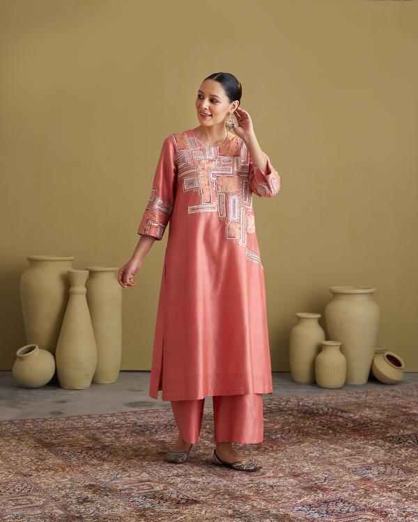 The Peach Silk Chanderi Set