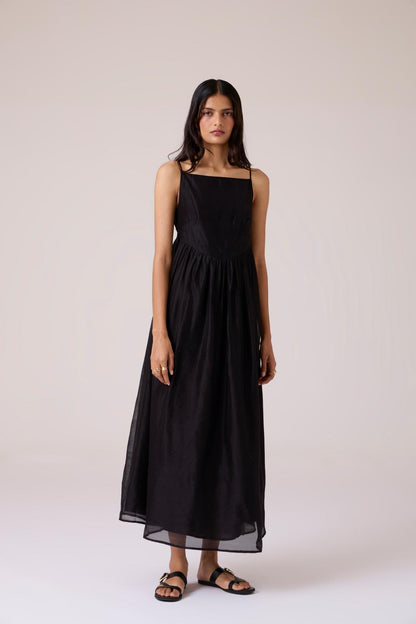Vespera Black Handwoven Dress