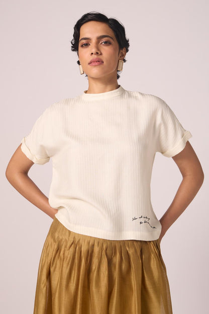 Rayya Off White Silk Top