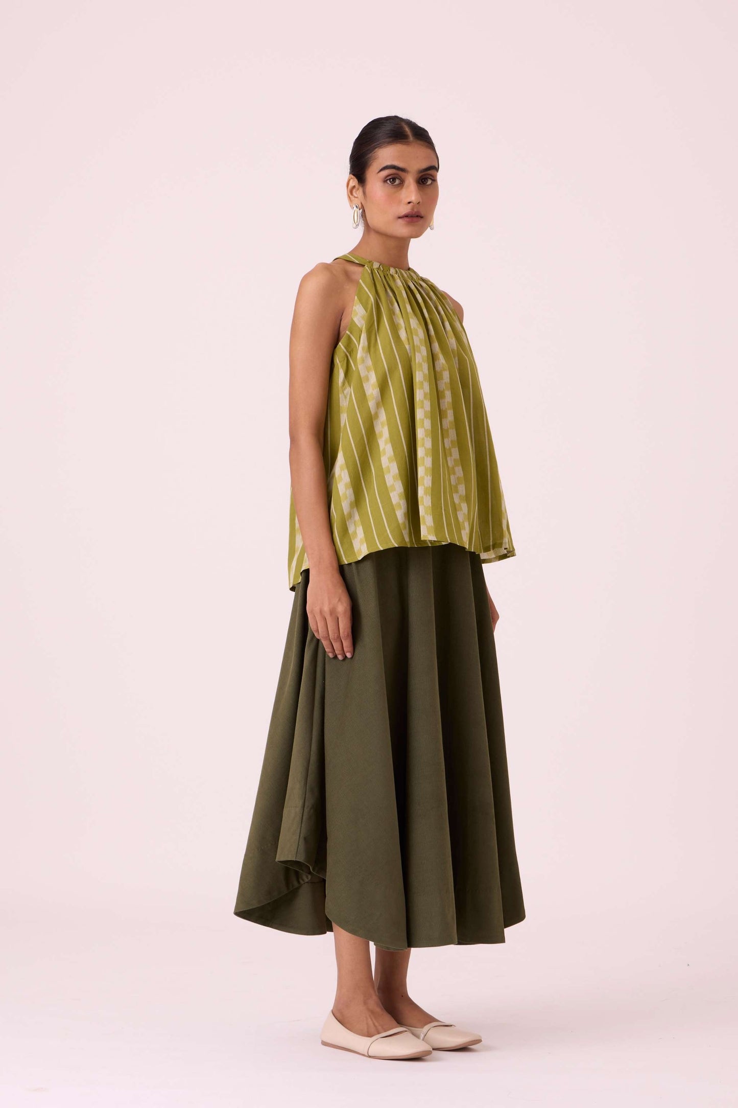 Sean Green Striped Ikat Top
