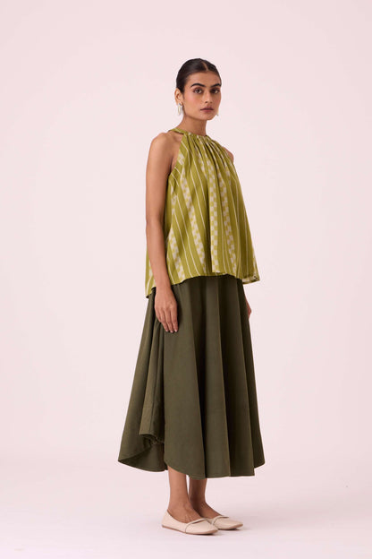 Sean Green Striped Ikat Top