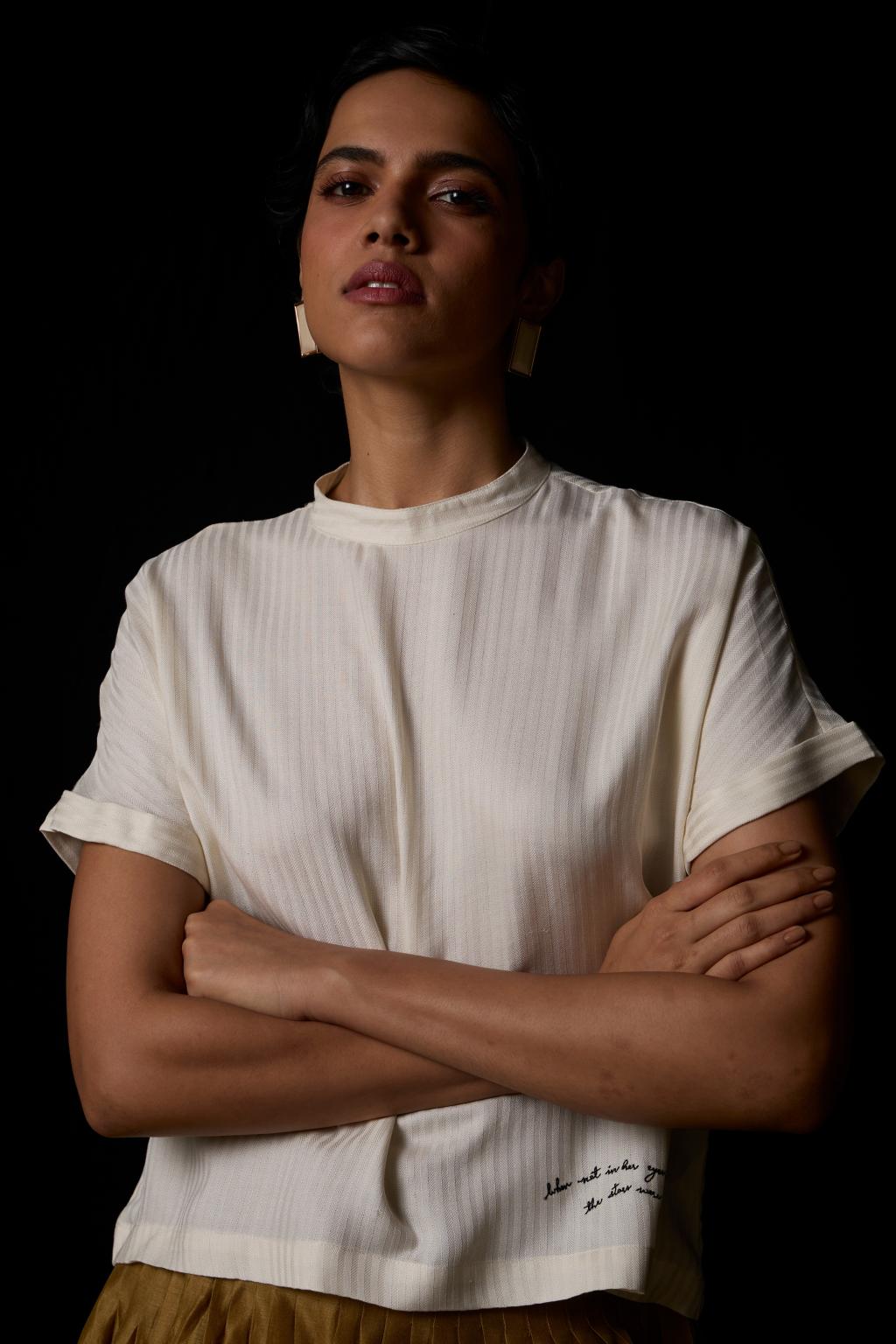 Rayya Off White Silk Top