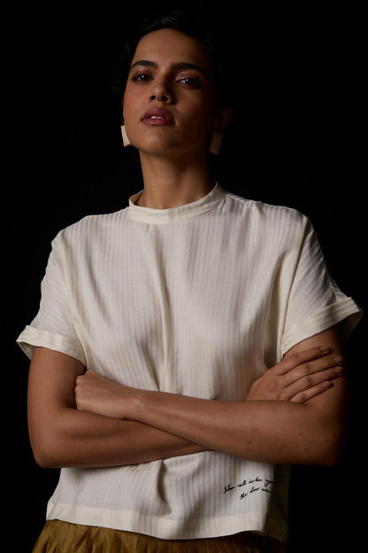 Rayya Off White Silk Top