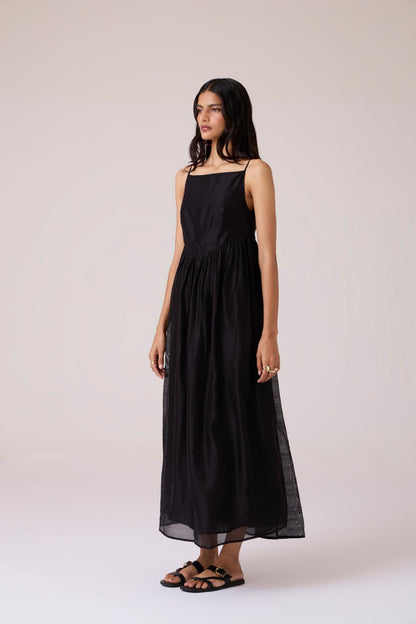 Vespera Black Handwoven Dress