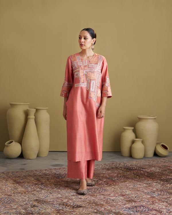 The Peach Silk Chanderi Set