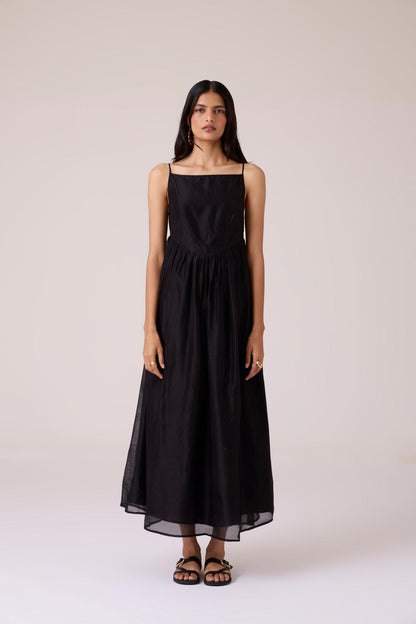 Vespera Black Handwoven Dress
