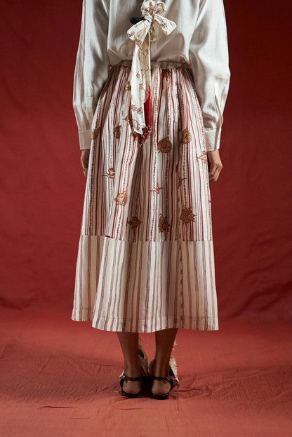 ⁠Htami Drawstring Panelled Skirt