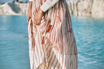 ⁠Htami Drawstring Panelled Skirt