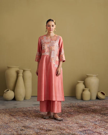 The Peach Silk Chanderi Set