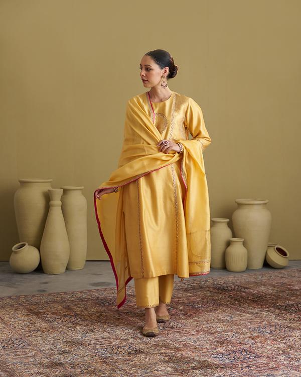 Yellow Silk Chanderi & Banarasi Set
