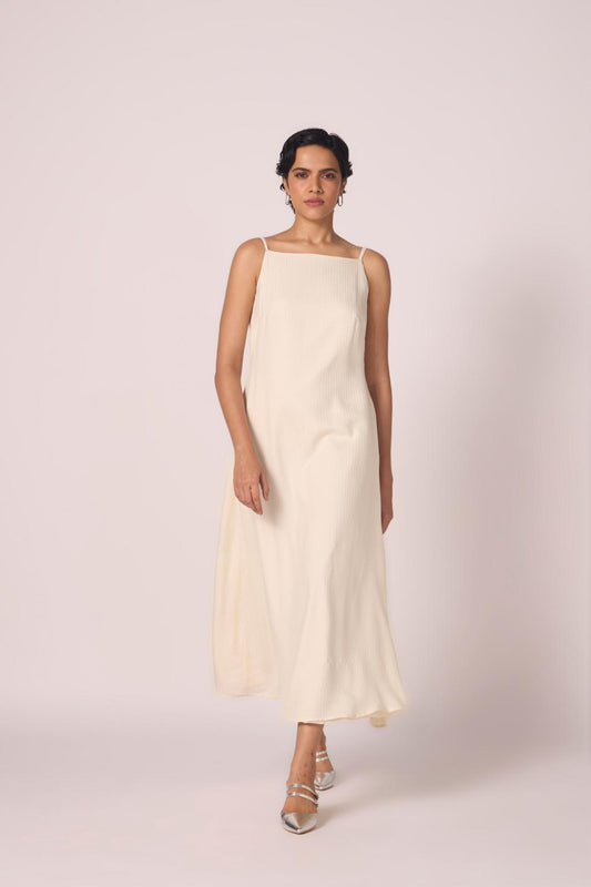 Spica Off White Silk Slip Dress