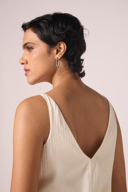 Spica Off White Silk Slip Dress