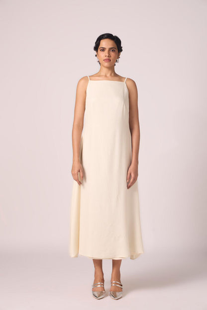 Spica Off White Silk Slip Dress