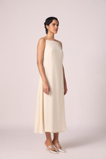 Spica Off White Silk Slip Dress