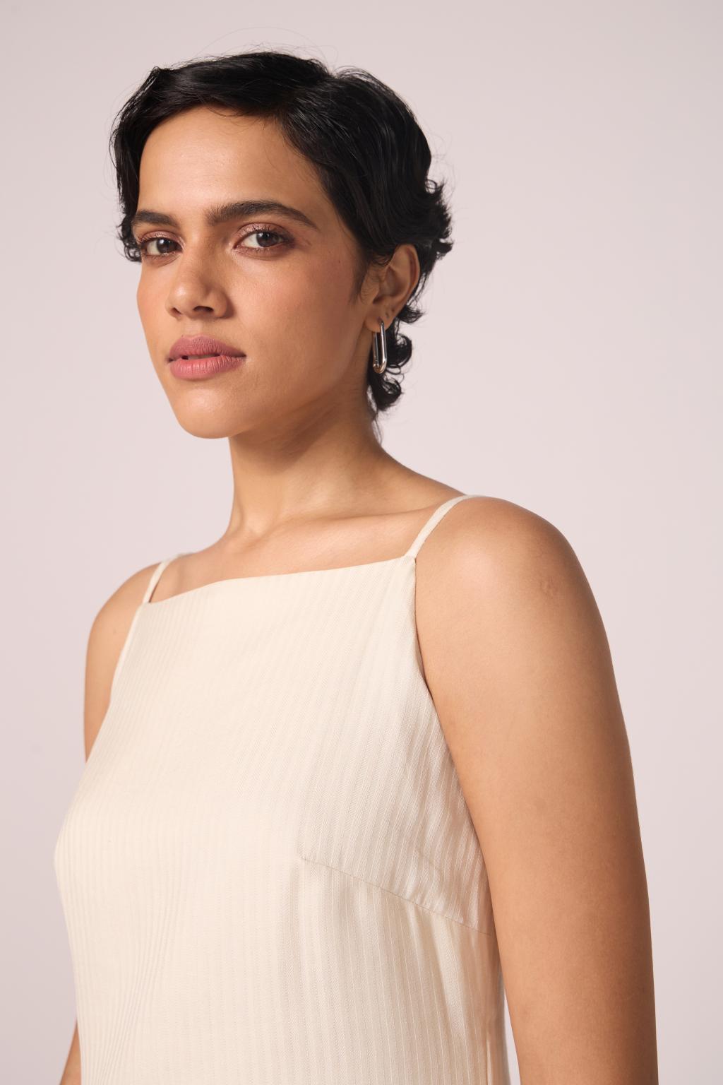 Spica Off White Silk Slip Dress