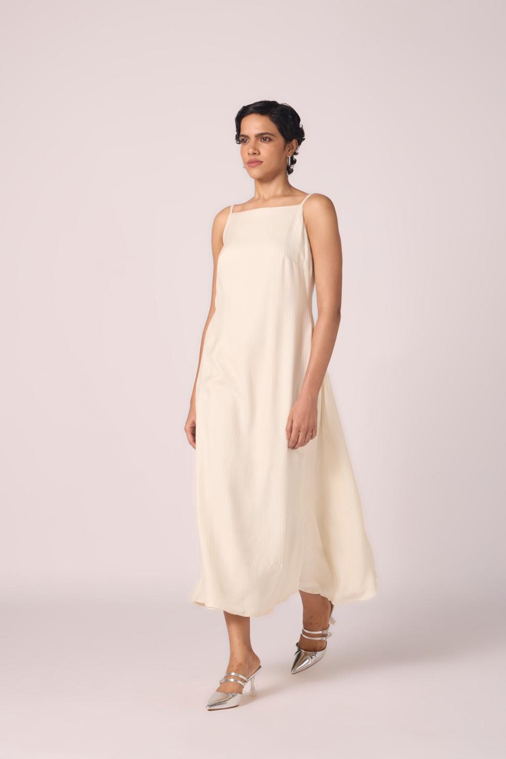 Spica Off White Silk Slip Dress