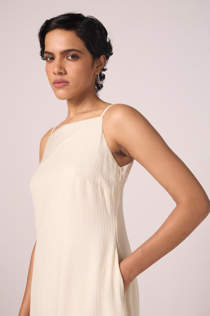 Spica Off White Silk Slip Dress