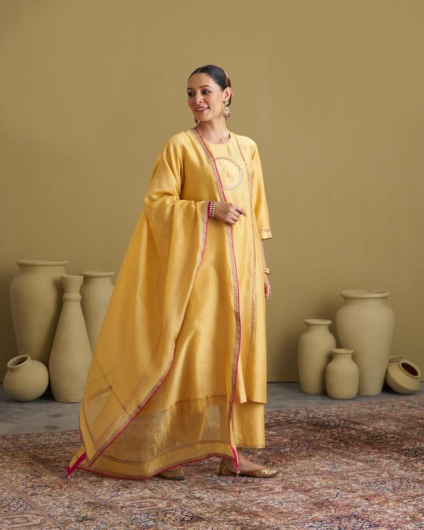 Yellow Silk Chanderi & Banarasi Set