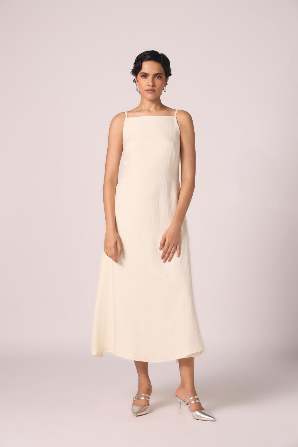 Spica Off White Silk Slip Dress